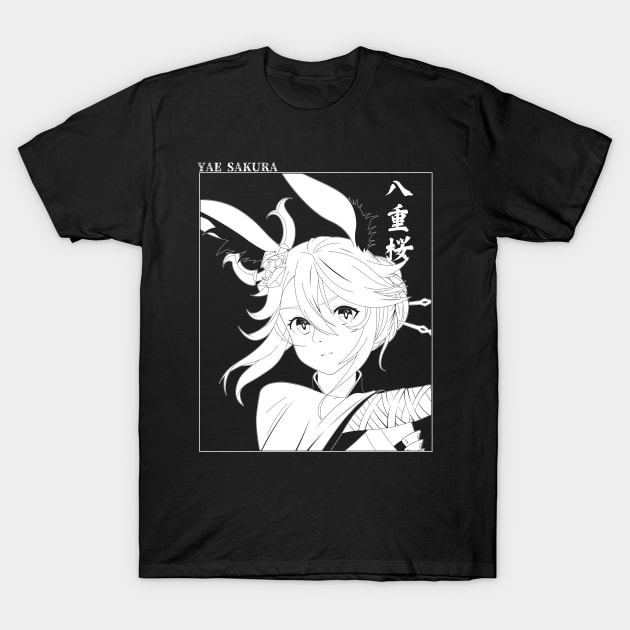 Fox samurai and soft lines T-Shirt by stingi